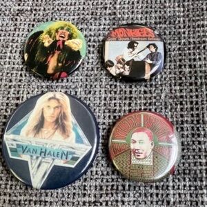 Vintage 1980s Rock Pop Music Pins